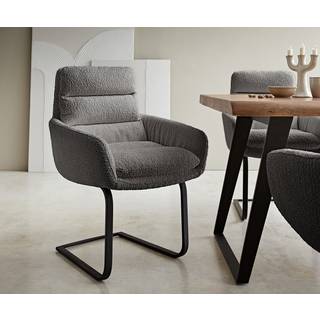 Freischwinger Abelia-Flex mit Armlehnen Bouclé Grau Freischwinger flach Schwarz - Grau, Schwarz