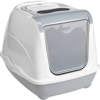 Kattetoilet Flip Cat 50 x 37 x 39 cm grå & hvid