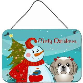 """" Caroline's Treasures Snowman med Gray Silver Shih Tzu Wall eller Door Hanging Prints BB1870DS812 8HX12W """"