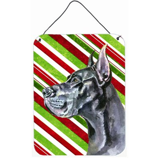 """" Caroline's Treasures LH9592DS1216 Black Great Dane Candy Cane Holiday Christmas Wall eller Door Hanging Prints 16 X 12 """" ""Multicolor"" ""