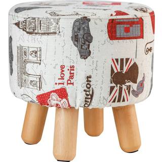 H&B Luxuries Fabric Round Polded Ottoman Foot Rest Rool (4 Bens-Vintage Beige)