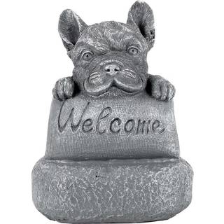 Fransk bulldog Velkommen på en sokkel Hjem- og have-tilbehør Have- og udendørs dekoration