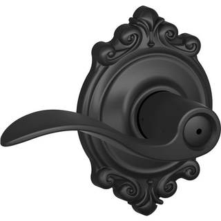 Schlage Accent Lever med Brookshire Trim Bed and Bath Lock In Matte Black - F40 ACC 622 BRK