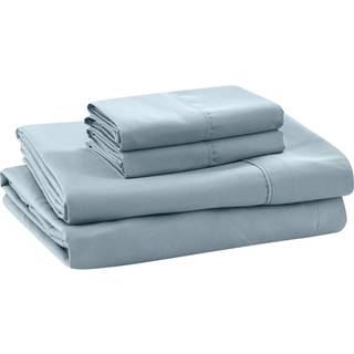 Moderne tr?de, bl?de faste mikrofiberlagner - Luksuri?se mikrofiberlagner - Inkluderer fladt lagnet med dybe lommer og pudebetr?k Blue Mist Queen