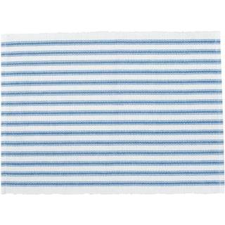 C&F Hjemme tikker Stripe Cornflower Cotton Reversible Machine Washable Placemat Sæt med 6 rektangulære placemat Sæt med 6 blå