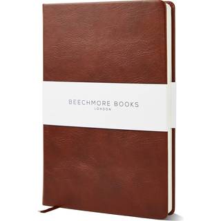 Beechmore b?ger styrede notebook - almindelig st?rrelse brun premium hardcover journal med vegansk l?der tyk 120 gsm creme foret papir gave?ske t