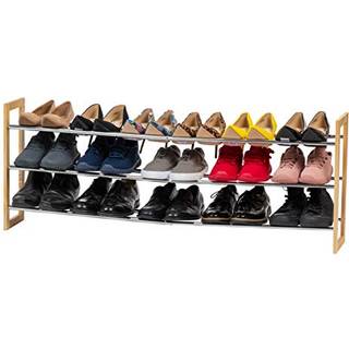 Iris USA 3-lags sko rack til entryway 15 par udvides skoarrang?r til skab stabelbar skoopbevaringsarrang?r tr? og metal sko hylde