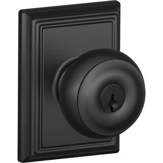 Schlage F51A Geo 622 Tilf?j georgisk d?rknap med Addison Trim Keyed Entry Lock Matte sort