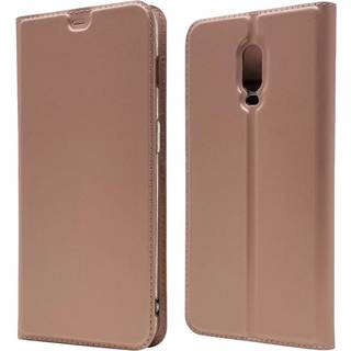 OnePlus 6T mobiletui i kunstlæder med kortholder - Rosa Guld