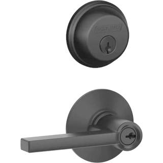 Schlage FB50 N G Lat 622 Single Cylinder Deadbolt og Keyed Entry Latitude Lever Matte sort