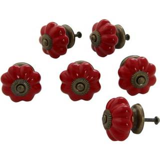 Keramisk kammuslingsknap rødt sæt på 6