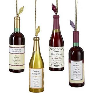 Kurt Adler akryl vinflaske ornament sæt med 4 julepynt