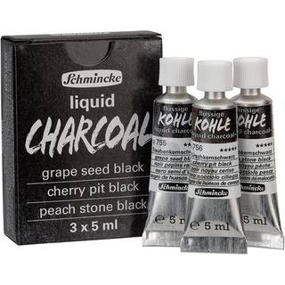 Schmincke Liquid Charcoal, tegnekul på tube, 3×5 ml – perfekt teststørrelse!