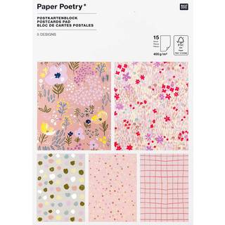 Paper Poetry Postkartenblock Crafted Nature rosa 15 Stück - Rosa
