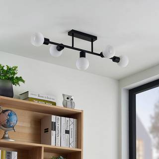 Lindby loftlampe Biscala, 5flg, sort/opal
