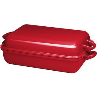 Riess Classic Color Rot Bratpfanne 37 x 26 cm mit Deckel - Emaille