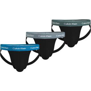 Calvin Klein 3-pak Cotton Stretch Jock Strap - Black/Blue - Large * Kampagne *