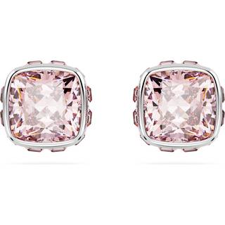 Birthstone Ohrstecker, Kissenschliff, Juni, Rosa, Rhodiniert