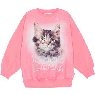 Molo Sweatshirt - Monti - More Love Cat / Lyserød M. Kat 128 (8 år) - Børn
