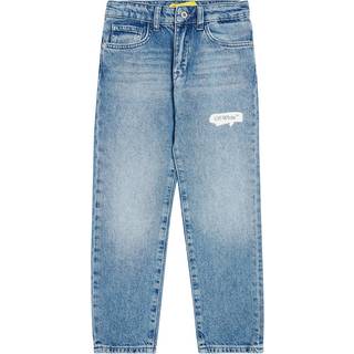Off-White Kids Paint Graphic slim jeans - blue - Y 10