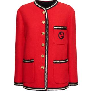 Gucci GG embroidered wool-blend tweed jacket - red - S