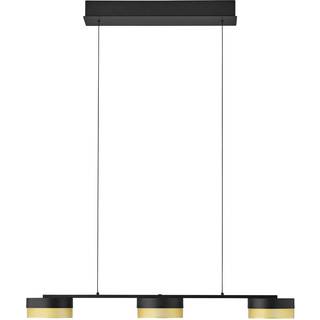 Mesh LED-hængelampe, 3 lk, dæmper, sort/guld