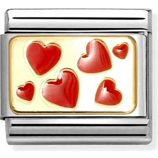 Nomination Red Hearts Plaque Charm - Gold