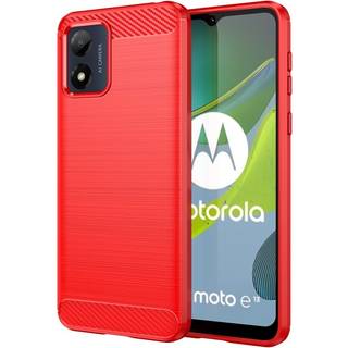 SKALO Motorola Moto E13 4G Armor Carbon Stødsikker TPU-cover - Rød