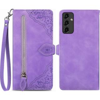 SKALO Samsung A14 4G/5G Big Wallet Flower Pungetaske - Lilla