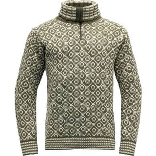 Devold Unisex Svalbard Wool Zip Neck  Olive/Offwhite, XS