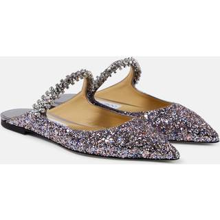 Jimmy Choo Bing embellished leather-trimmed mules - silver - EU 36