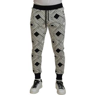 Dolce & Gabbana Sort Hvid Bomuld Bukser & Jeans Sport Bukser & Jeans