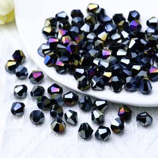 Dowarm 1000pcs 4mm Crystal Bicone Perler Black Ab Bicone Glass Perler til smykkefremstilling af h?ndv?rk Armb?nd Halsk?de Solfangere Facetterede