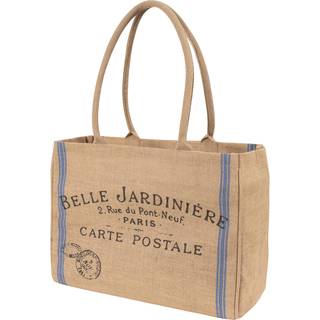 KAF Home Jute Market Tote Bag Belle Jardiniere Print Holdable Handle Forst?rket bund- og indvendig lynl?slomme