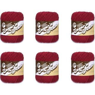 Lily Sugarn Cream Yarn 6 Pack Wine 6 Count