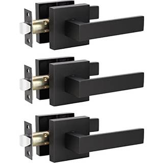 Knobwell 3 Pack Black Interior Door Handles Heavy Duty Doed Lefers Passage Door Handle S?t holdbar d?rhardware til venstre eller h?jreh?ndende d?