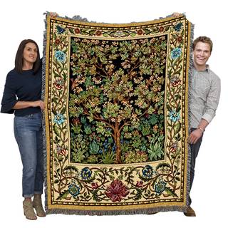 Pure Country Weavers William Morris Tree of Life Blanket - Arts & Crafts - Gift Tapestry Throw Woven fra Cotton - Made in the USA (72x54)