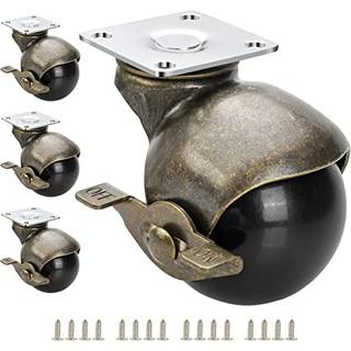 JGJC hjul sæt med 4 antikke messing hjul med bremse 2 tommer kugle ricinus hjul til møbler hjul vintage hjul tunge bord caster med 360 graders dr