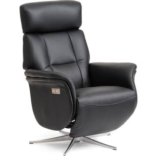 Mars lænestol - Ægte okselæder - INDBYGGET Fodskammel - Ryg, skammel og nakke funktion.