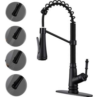 Enkeltniveau køkkenvask vandhaner med udtræksprøjtning Enkelthåndtag Træk køkkenhane Matte sort