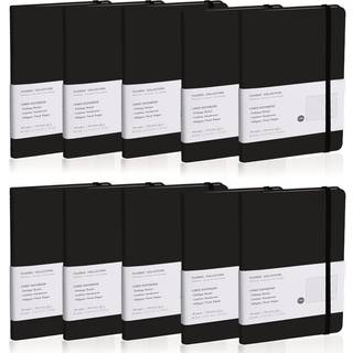 Emomas Foret Journal Notebook 10Pack (sort) 160 sider medium 5,7 tommer x 8 tommer - 100 GSM tyk papirh?rdcover