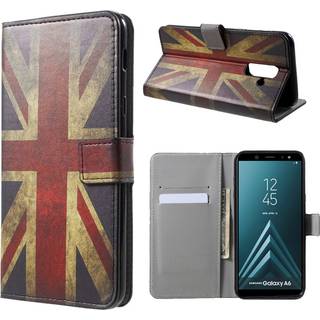 Samsung Galaxy A6 mobiletui i kunstlæder med printet mønster og magnetisk lukkefunktion samt pung - UK flag