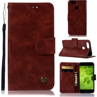 Huawei Honor 7X premium vintage PU læder flip etui - Vinrød