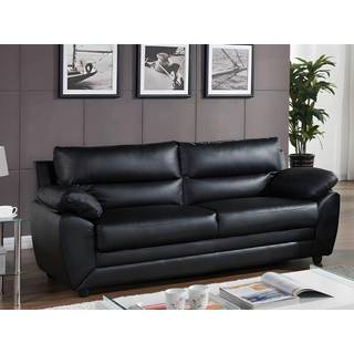 3-personers sofa i sort imiteret skind MANOA