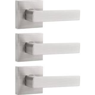 Probrico 3 Pack Door Handlings i satin nikkel Halv Dummy Ikke-drejende funktionsdør LEVERS Sæt firkantet bar Modern Style Single Dummy Universal
