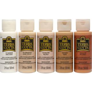 Folkart Terra Cotta akrylmalingssæt med 5 essentials 2 fl oz Assorterede Matte finishfarver til maling af tegning og kunstforsyning DIY Arts and