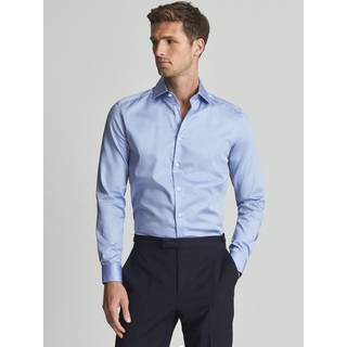 Reiss Reiss Mid Blue Remote Bengal Slim Fit Cotton Sateen Striped Shirt