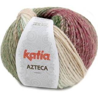 Katia Azteca 75 Ecru-grøn-rose-brun Indhold: 53% uld, 47% akryl Vægt/længde:100 g = 180 meter Anbefalede pinde: 5-5.5mm Strikkefasthed:10 cm x 10 cm = 17 m x 23 r Vask: Finvask 30º / Tåler ikke tørretumbling.