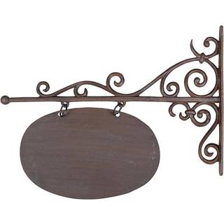 Rustikales Türschild Namenschild Oval Gusseisen Antik-Braun