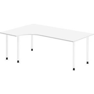 Office skrivebord venstrevendt 200x120cm hvid med hvidt stel